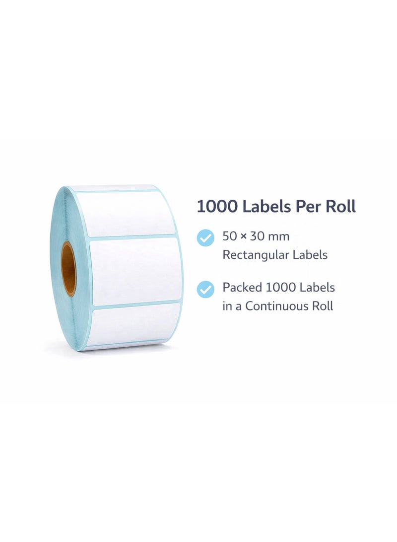 Thermal label paper suitable for label printers, waterproof and oil-resistant, suitable for barcode printing in homes, offices, and small businesses, 1000 labels/roll, label tape replacement 50×30mm - Image 1
